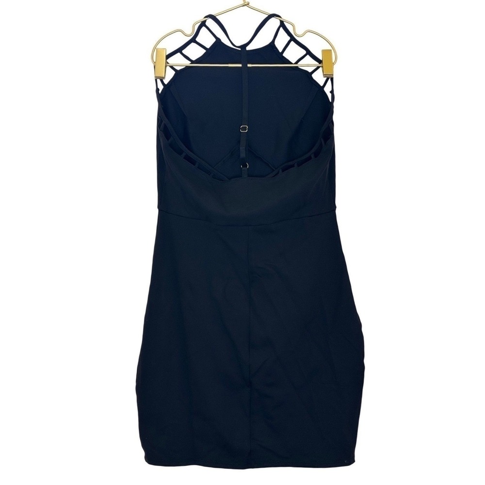 Free People Black Cutout Halter Mini Dress Strappy Open Back Bodycon - Picture 5 of 7